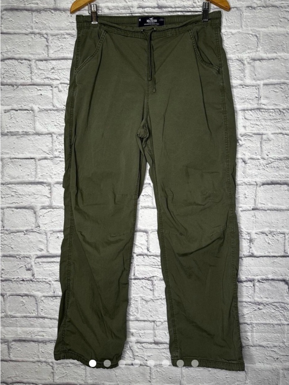 Hollister Womens Olive Drawstring Cargo-Style Pants